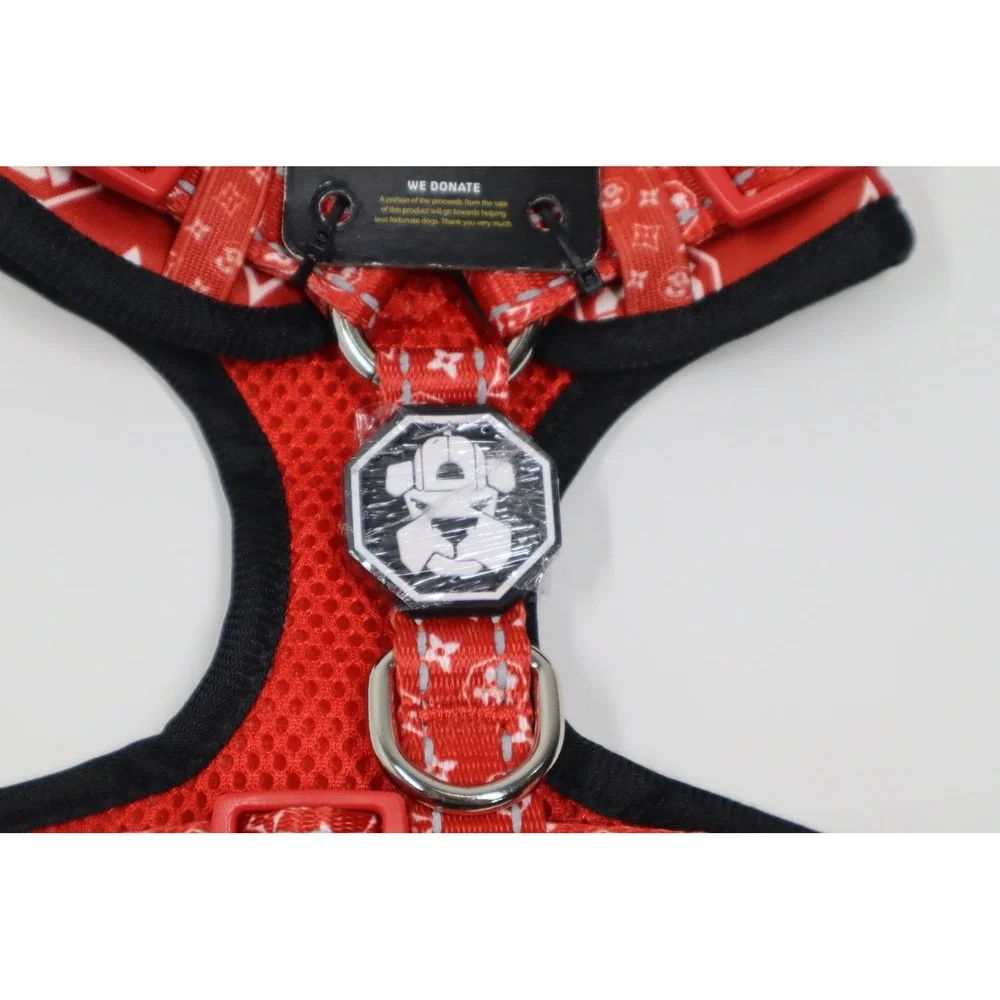 Fresh Pawz Monogram Hype Red Mesh Harness in Size Extra Small‎